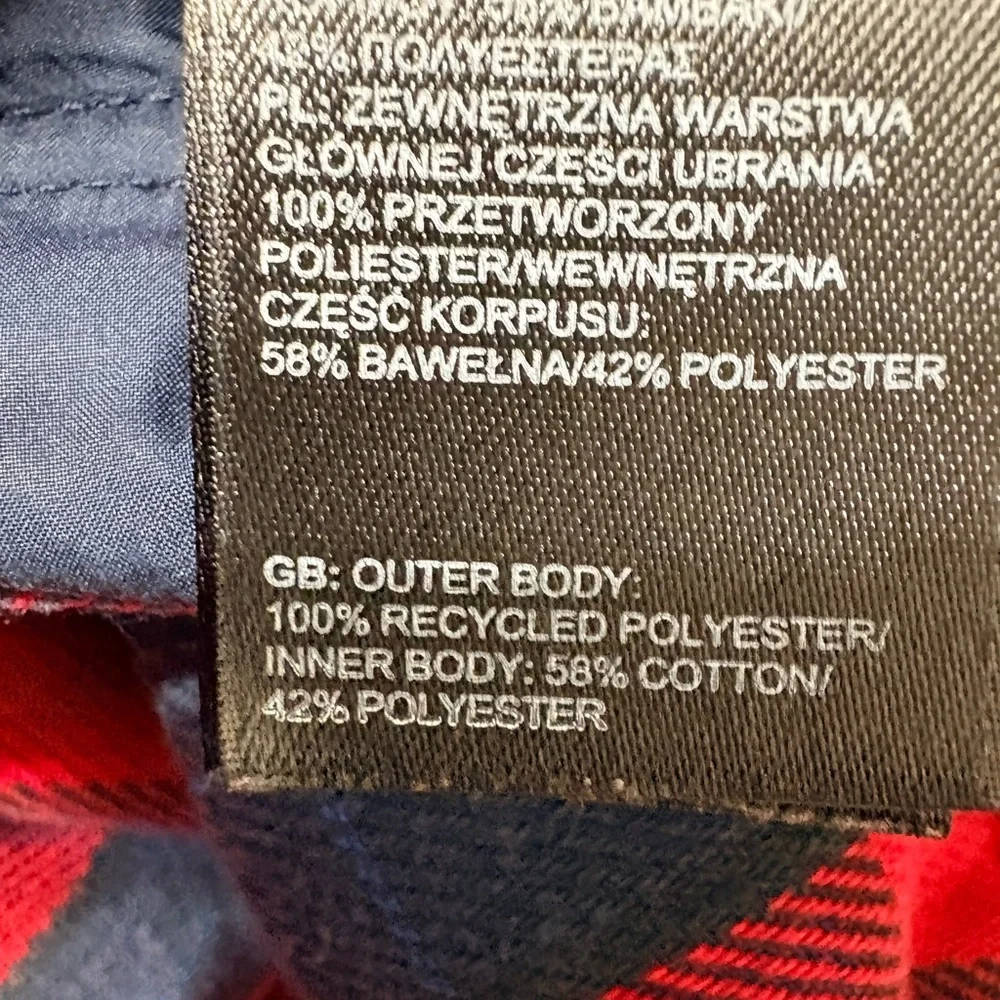 The North Face Reversible Red Blue Plaid Flannel Men's Puffer Shaket Lightweight